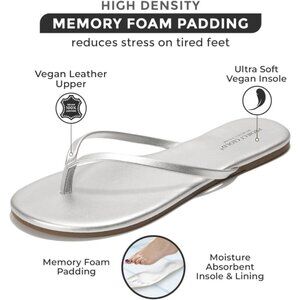 ⚡Women's Silver Memory Foam Flats Summer Vegan Leather Lightweight Slip On